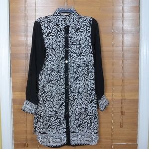 Soft Surroundings Black & White Floral Shirt Dress